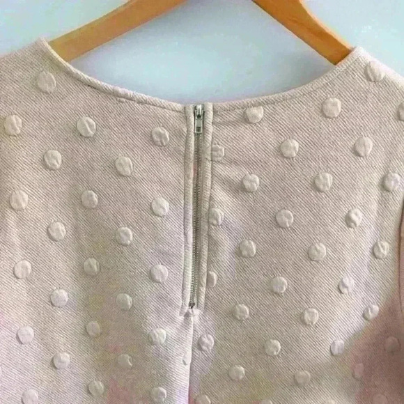 W5  | Women's Soft Pink Short Sleeve Polka Dot Zip Up Oversized Sweater - Picture 4 of 5